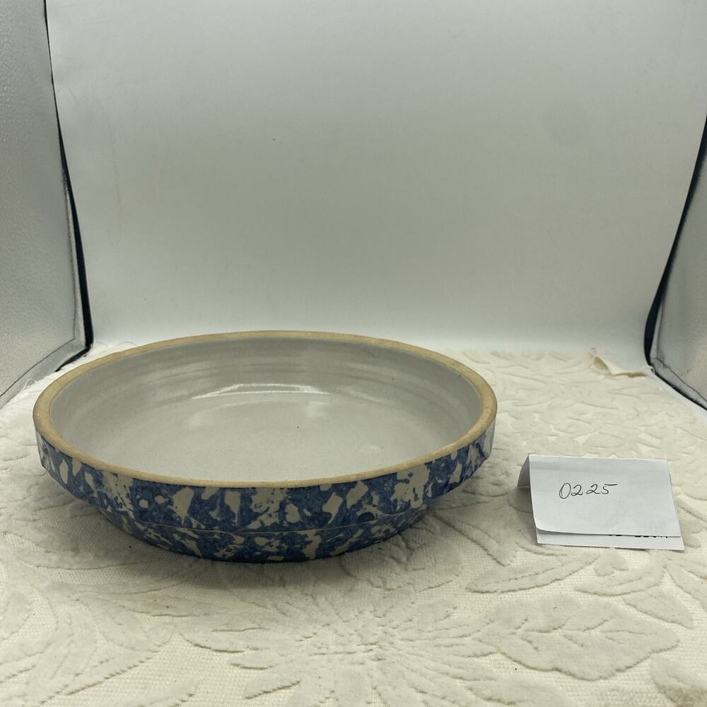 Vintage Clay Pottery Pie Plate/Dish Blue Speckled Stoneware #10- 10” Diameter